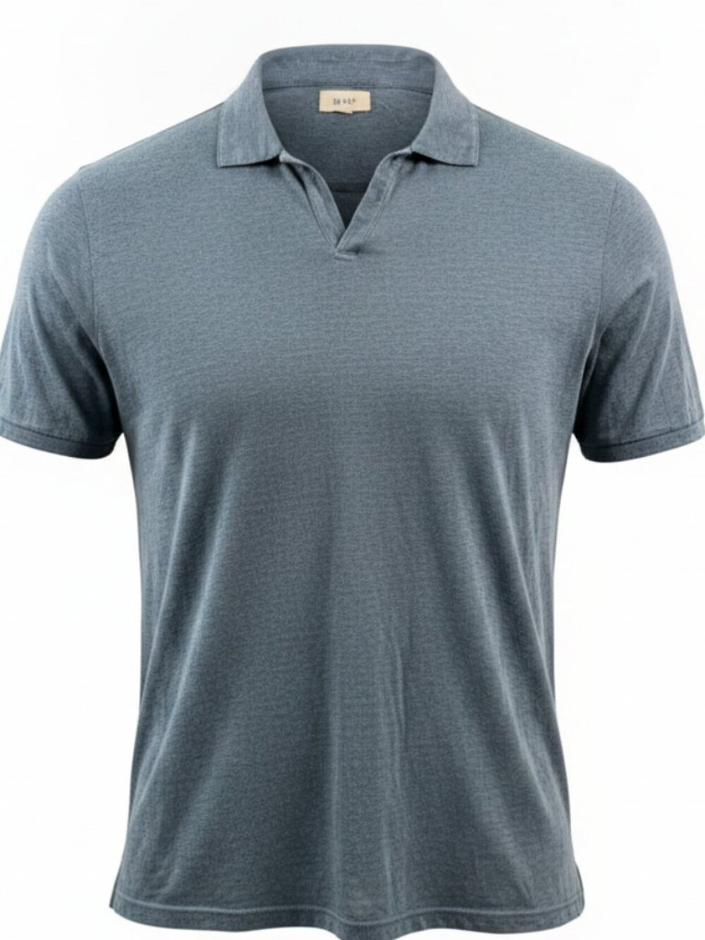 BLAW Men's 100% Linen Short Sleeve V-Neck Polo Shirt Blue Gray Size L